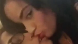 Latin strippers making out in a public bathroom